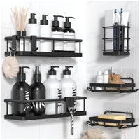Black bathroom wall storage shelf for everyday shower essentials