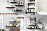 Black floating shelves for decorative display in home interiors