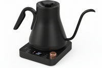 Black gooseneck electric kettle with digital temperature controls