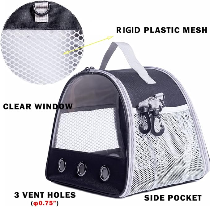 Black Guinea Pig Carrier Backpack with Clear Bubble Window for Safe Trave
