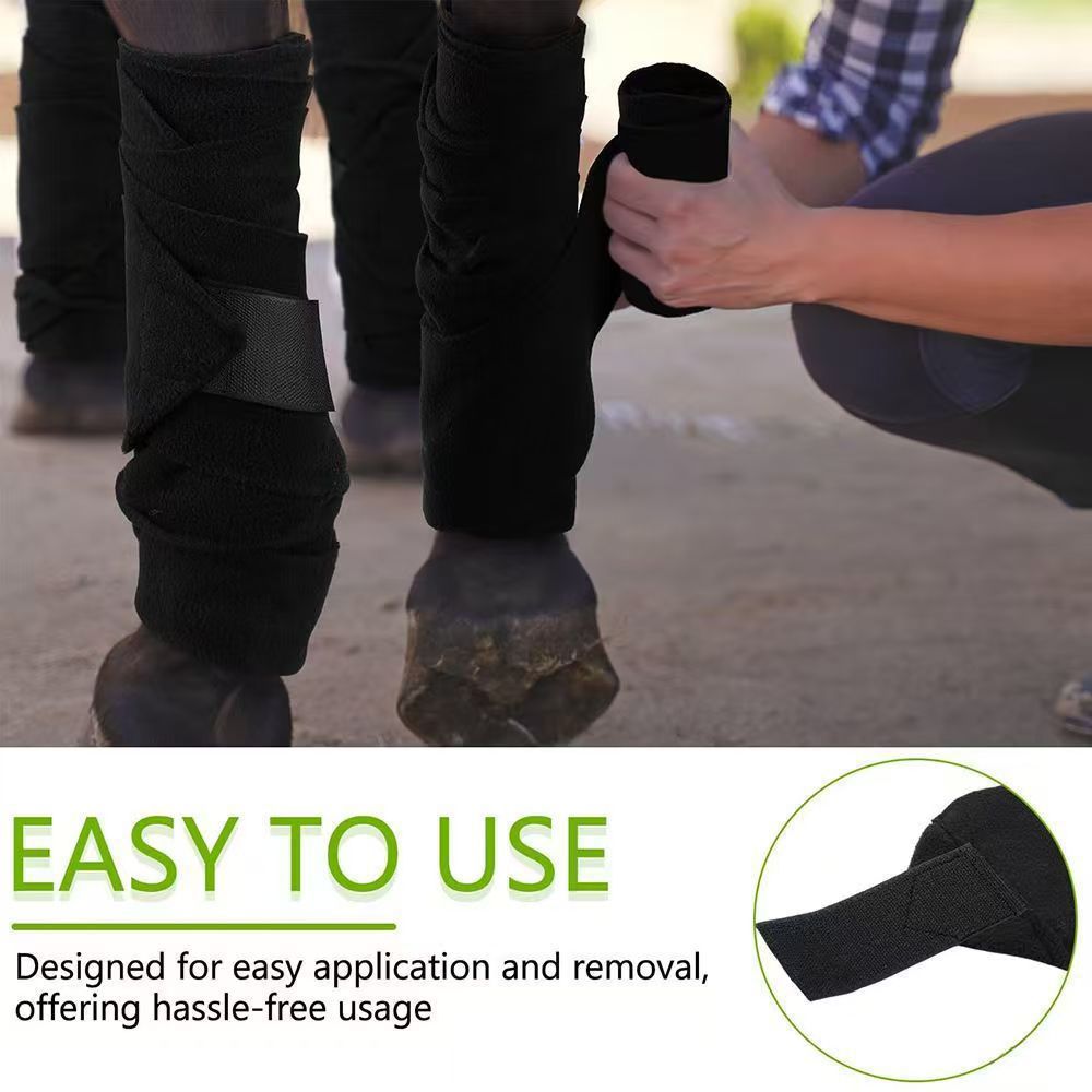 Black Horse Polo Wraps, Soft Fleece Leg Wraps for Cob-Sized Horses