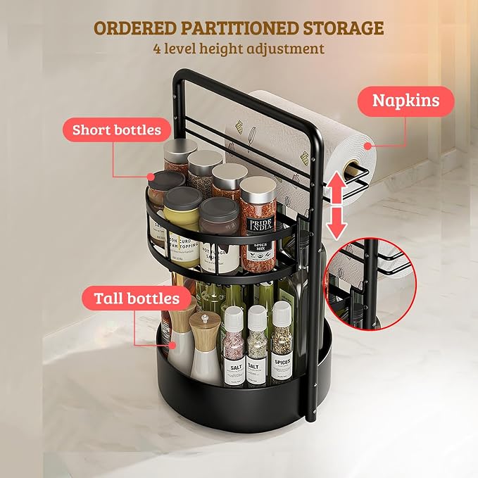 Black iron kitchen organizer for spices and seasonings