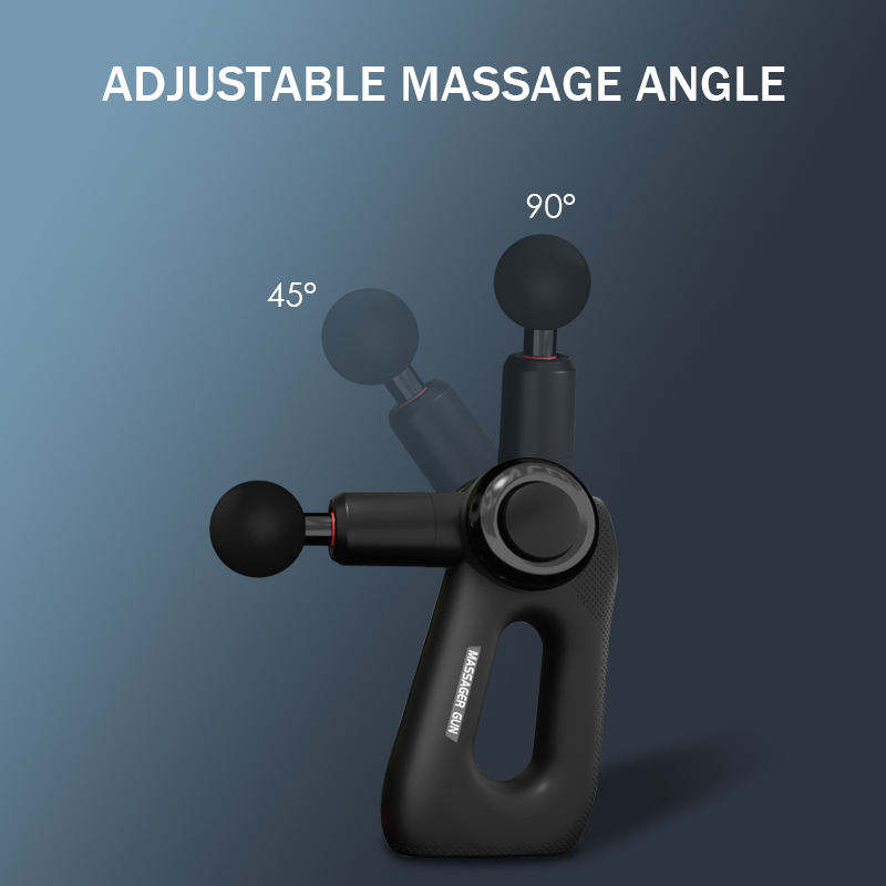 Black percussion body massager with carrying case and massage heads