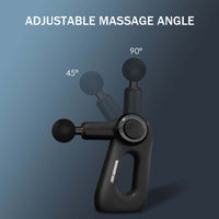 Black percussion body massager with carrying case and massage heads