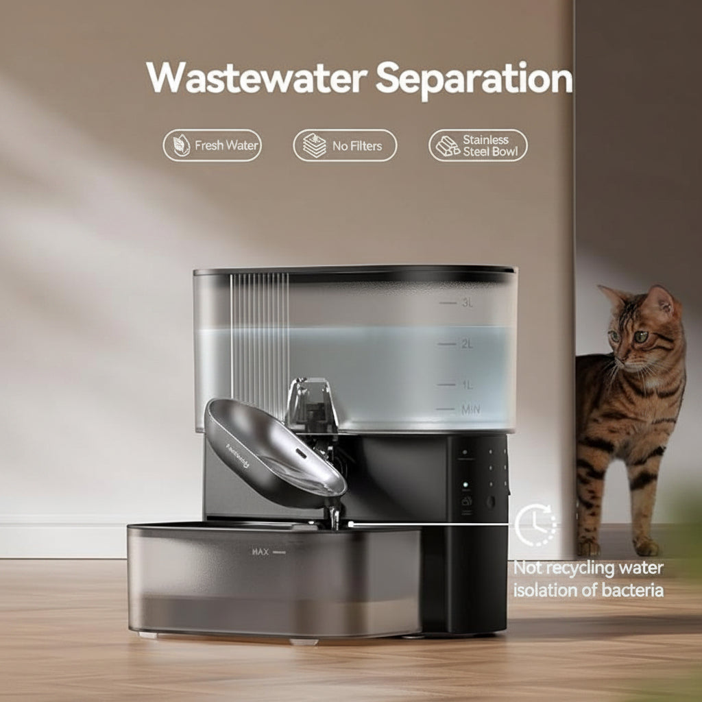 Automatic Cat Drinking Fountain with Stainless Steel Bowl