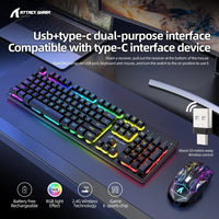 Black wireless keyboard and silent mouse placed on modern desk setup