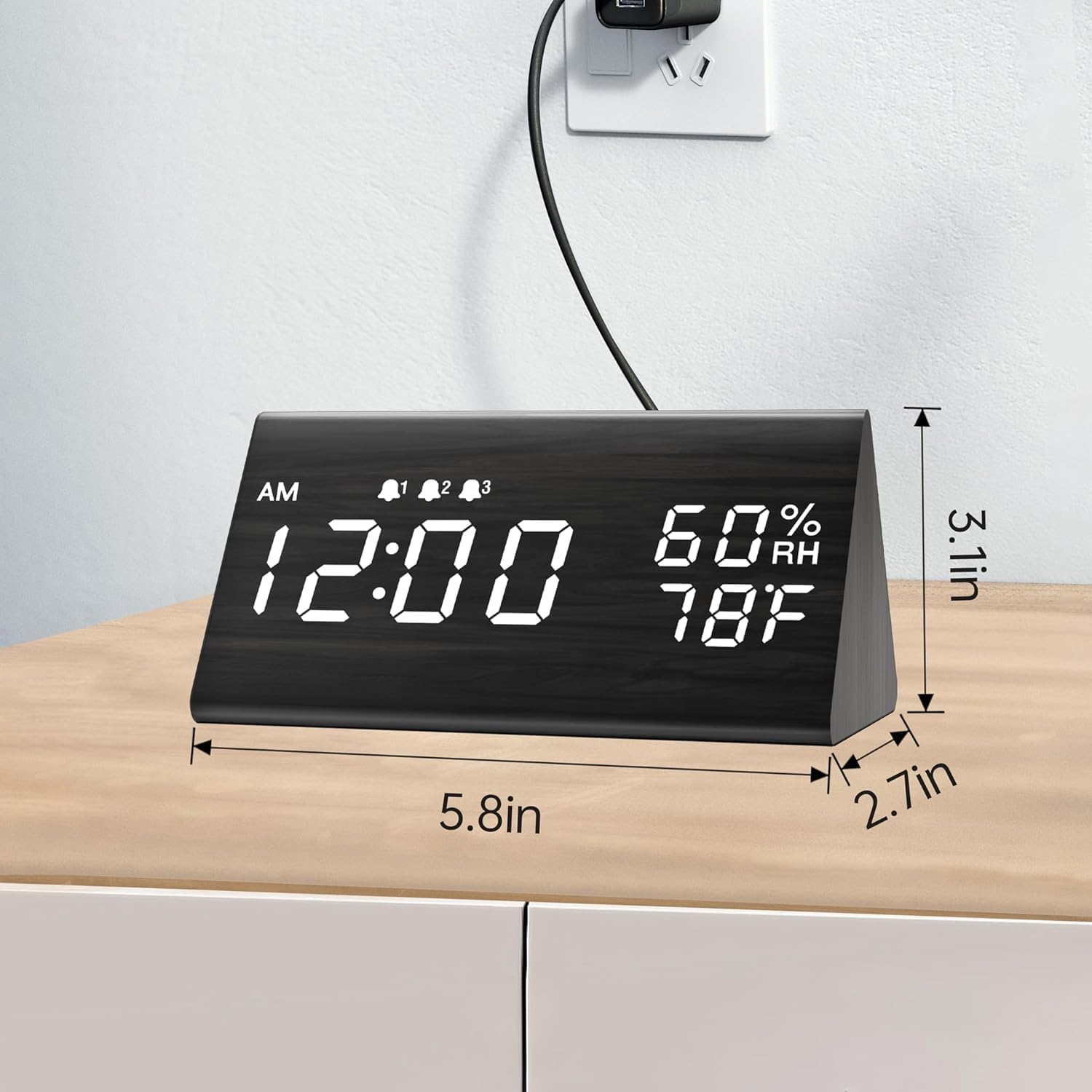 Black wood decor clock for office desk and study table