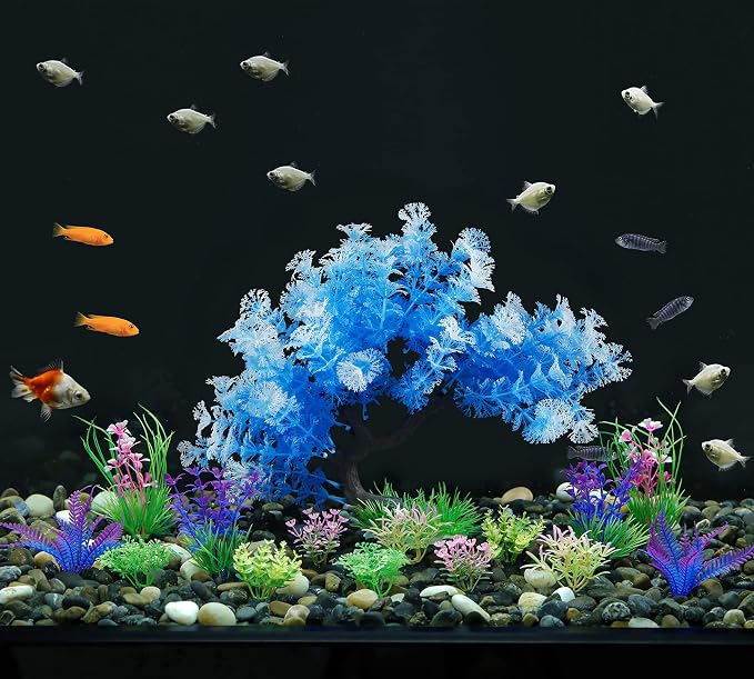 Blue Aquarium Decorations for Fish Tank Aquascaping