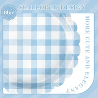  Blue checkered party plates and cups set for special events