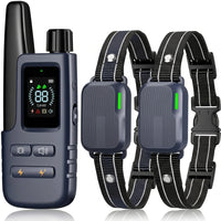 Blue dual dog training device for two dogs with remote control
