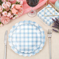  Blue gingham party tableware set for weddings birthdays and celebrations