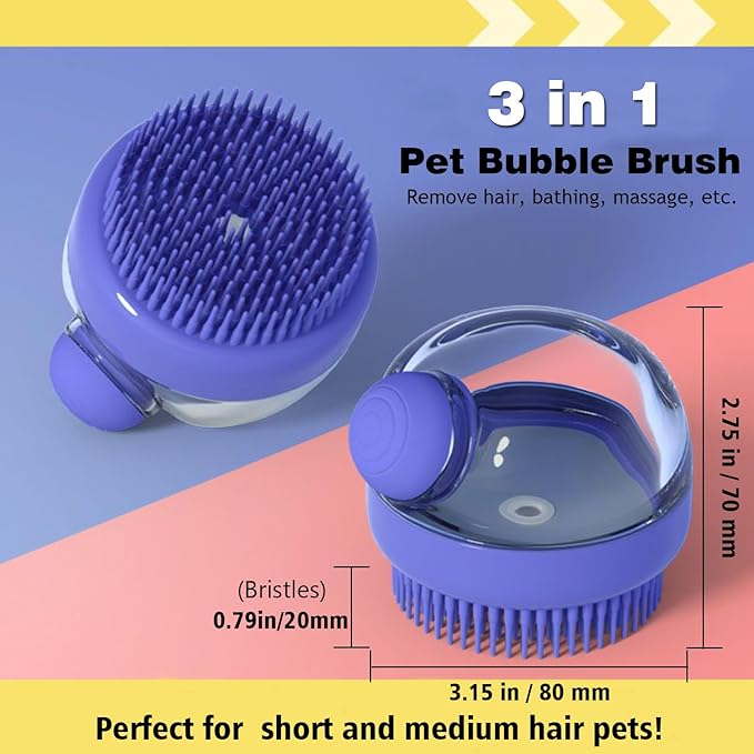 Blue and green pet bath brush set for dogs and cats