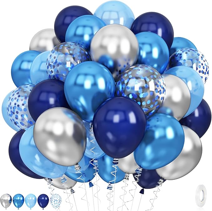 Blue latex balloon set 60 pcs for birthday and party decoration