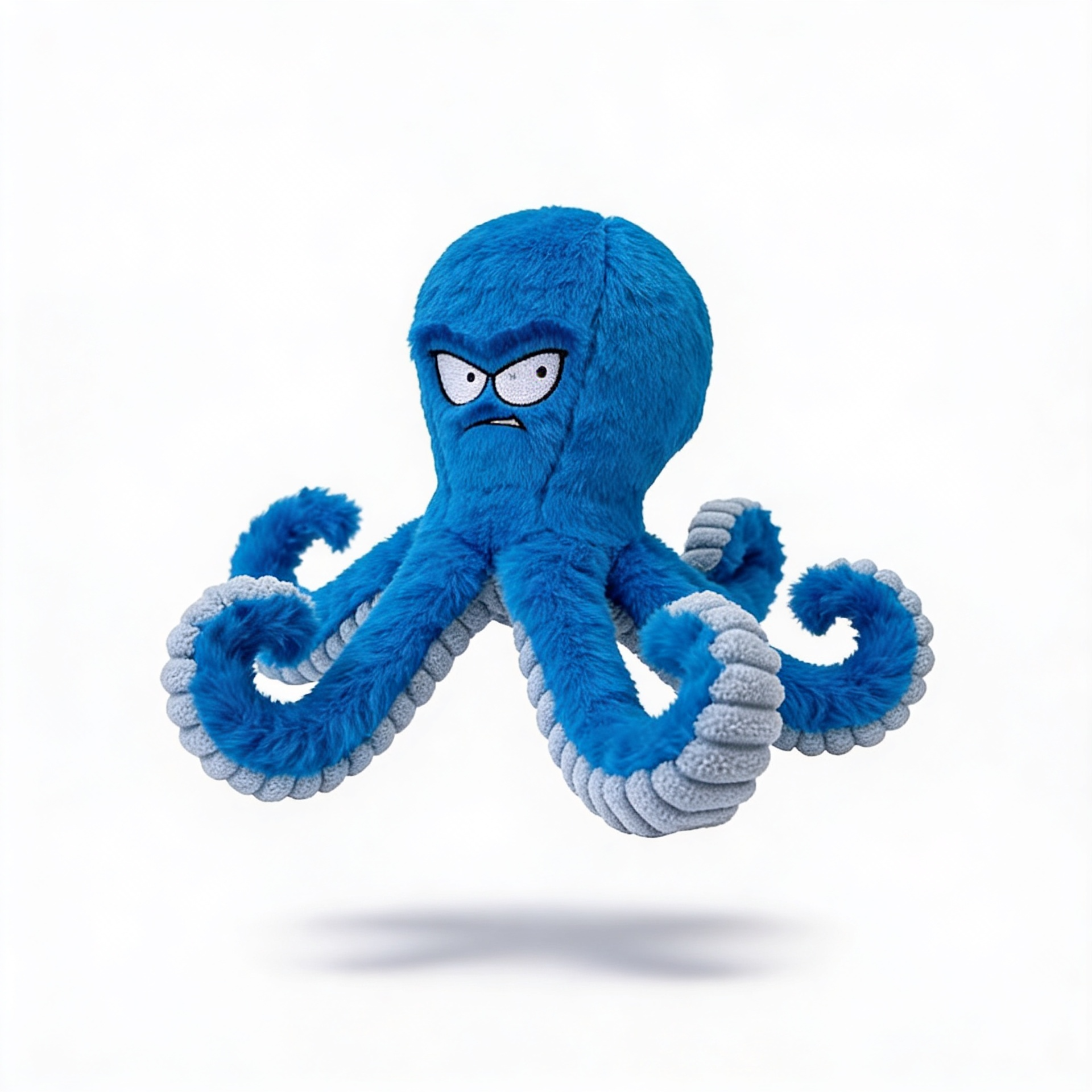 Blue octopus plush dog toy with crinkle sound design