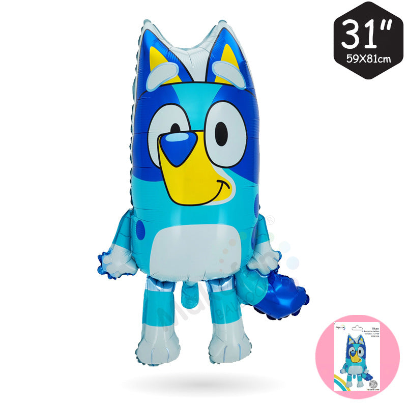 Blue and orange cartoon character foil balloons for themed celebrations