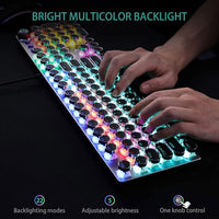 blue mechanical switch keyboard close up