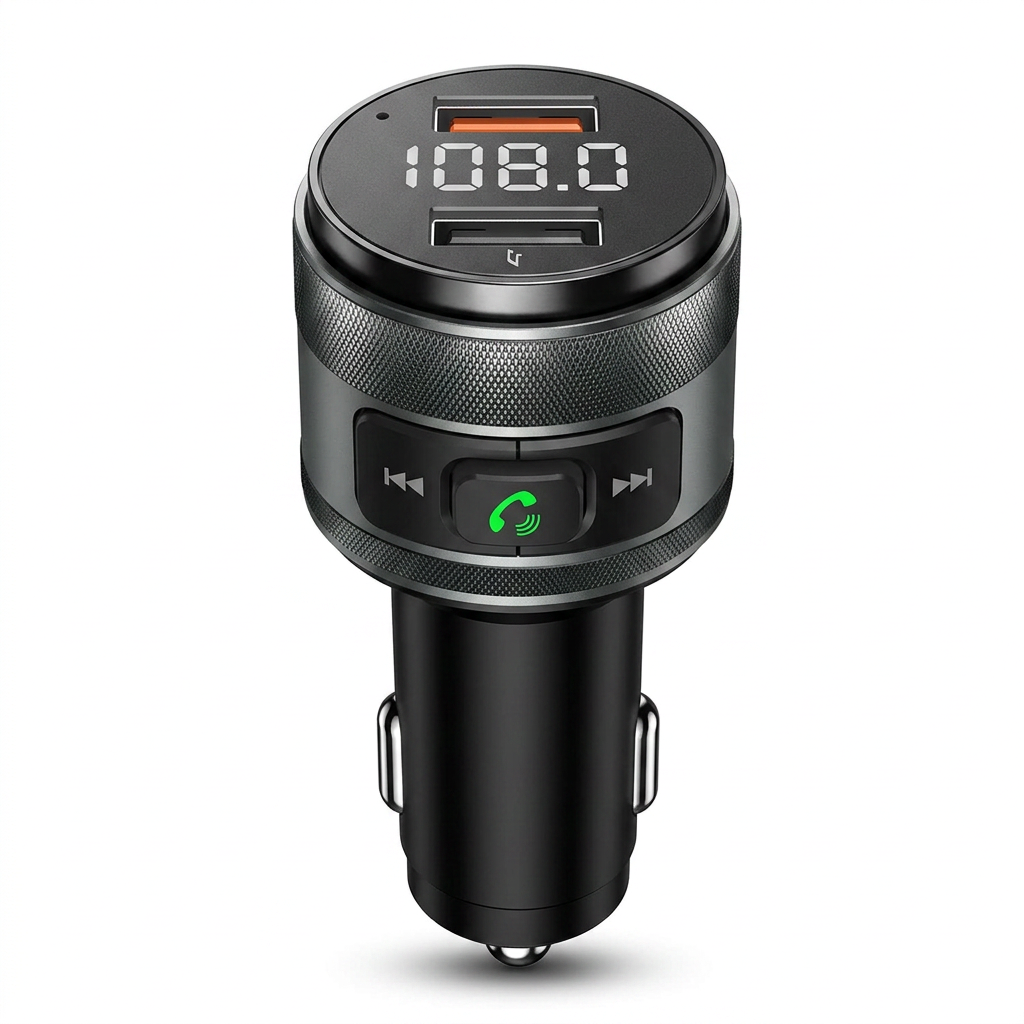 Bluetooth 5.4 FM Transmitter Car Charger With QC 3.0 Fast Charging