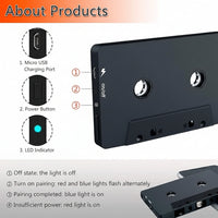 Bluetooth Cassette Receiver plugged into a car's cassette player for wireless audio streaming