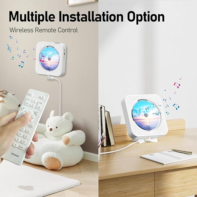 Bluetooth CD Player Built in Speakers Home Audio System