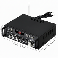 Side view of digital audio amplifier showing cooling vents and durable design for home audio setups.