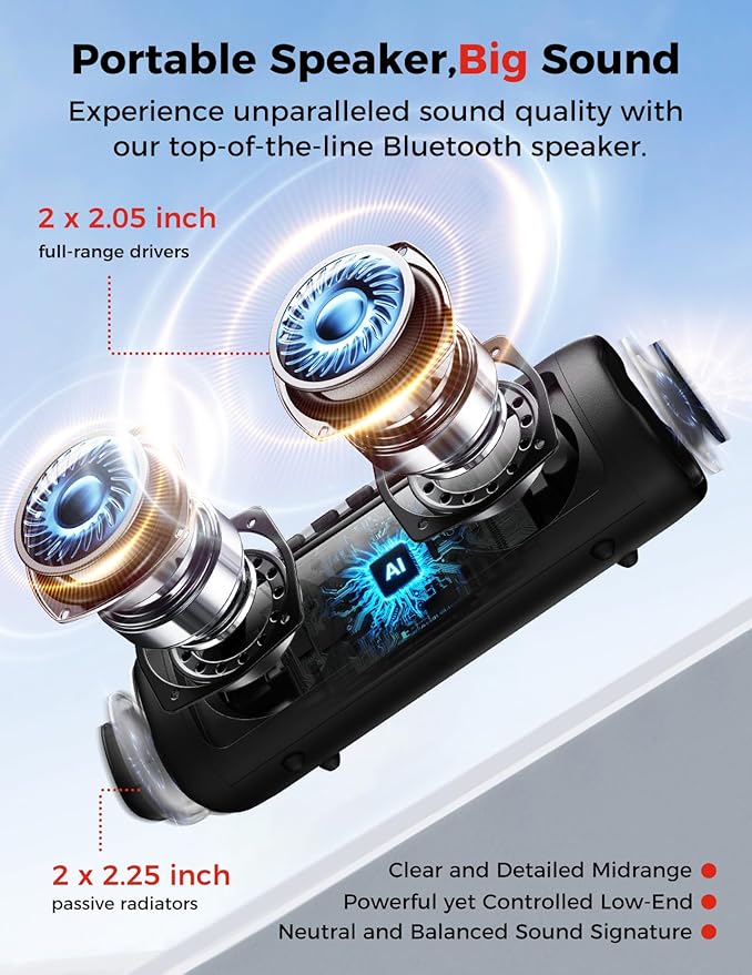 Black Portable Bluetooth Speaker Compact Design