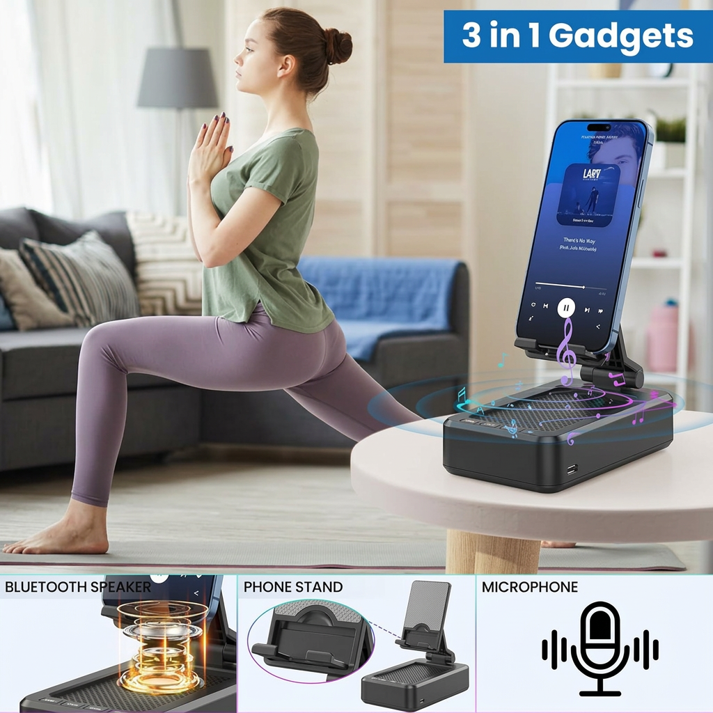 Bluetooth Speaker Stand with anti-slip base for secure phone placement and powerful HD surround sound.