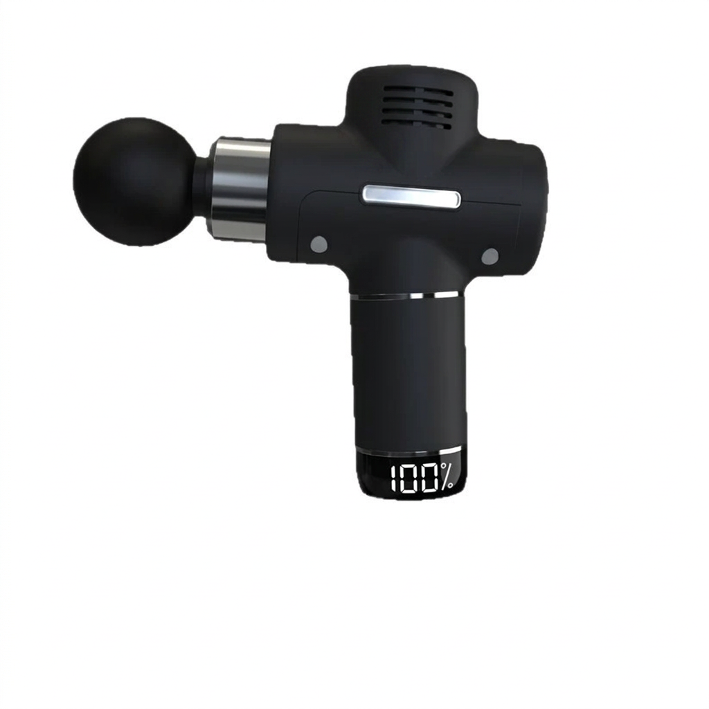 Electric handheld body massager front view with control button