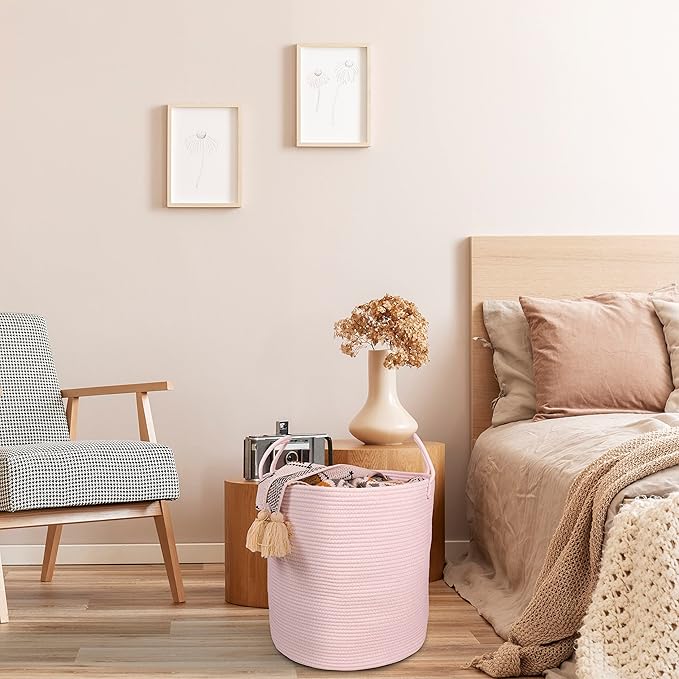 boho storage basket for living room and bedroom organization