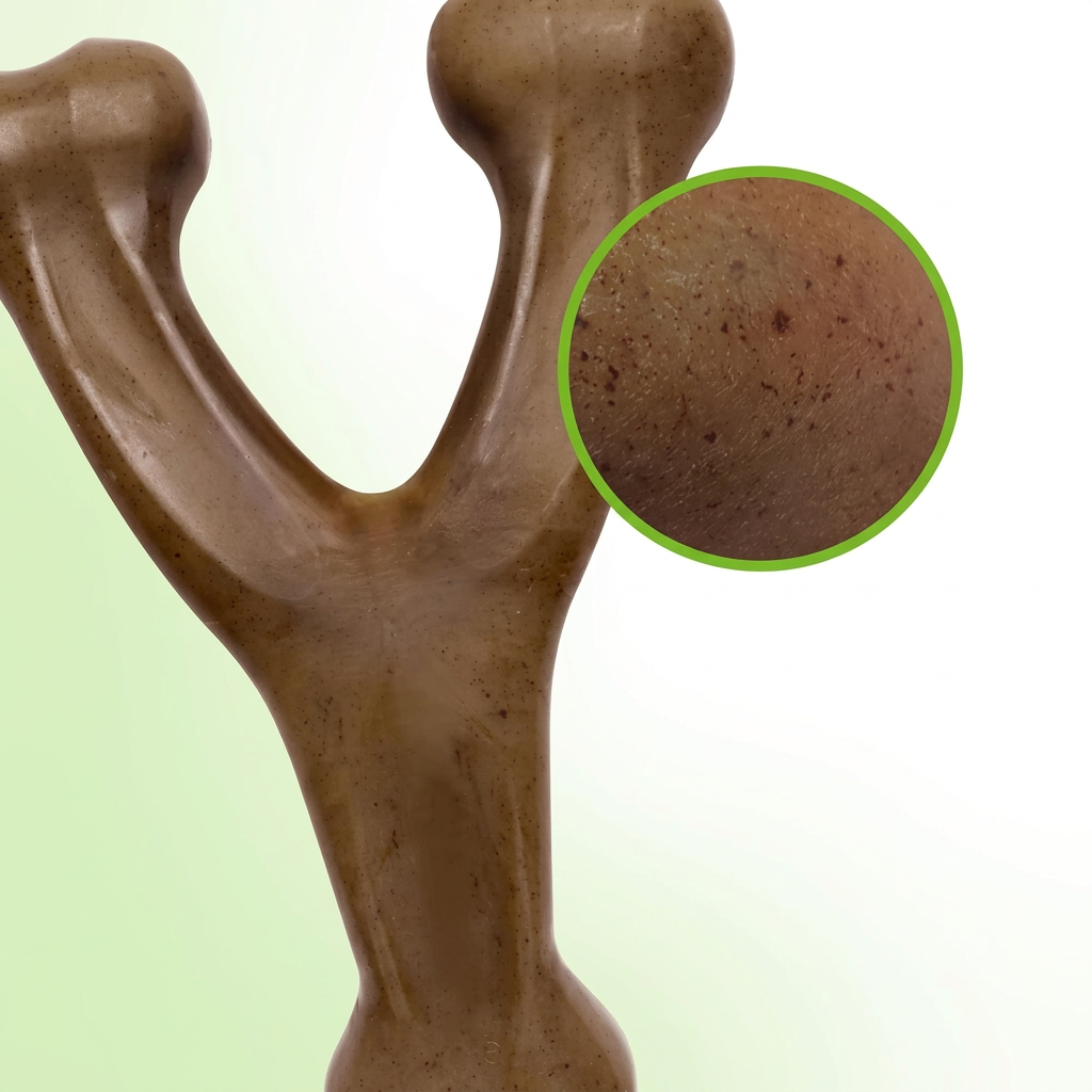 Front view of a bone-shaped nylon dog play toy