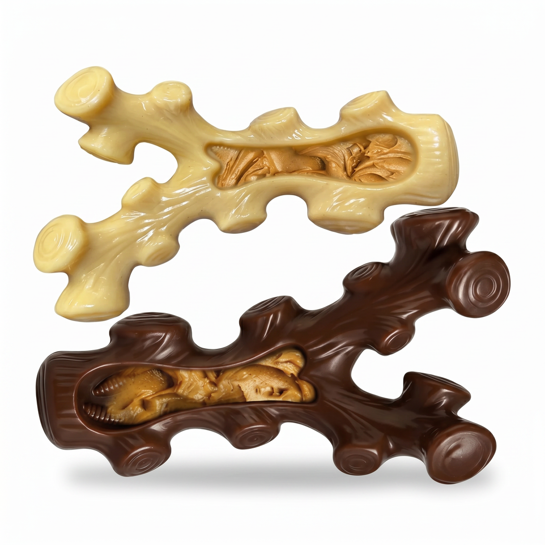 Two bone-shaped dog play toys for medium and large dogs