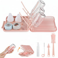 Bottle drying rack set with 6 in 1 bottle brush cleaner