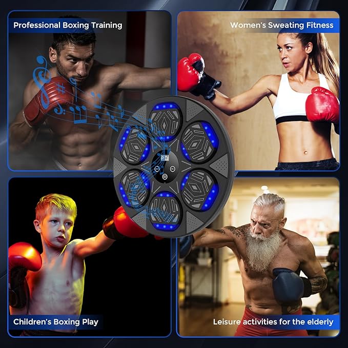 Boxing machine suitable for kids and adults with music and punch tracking
