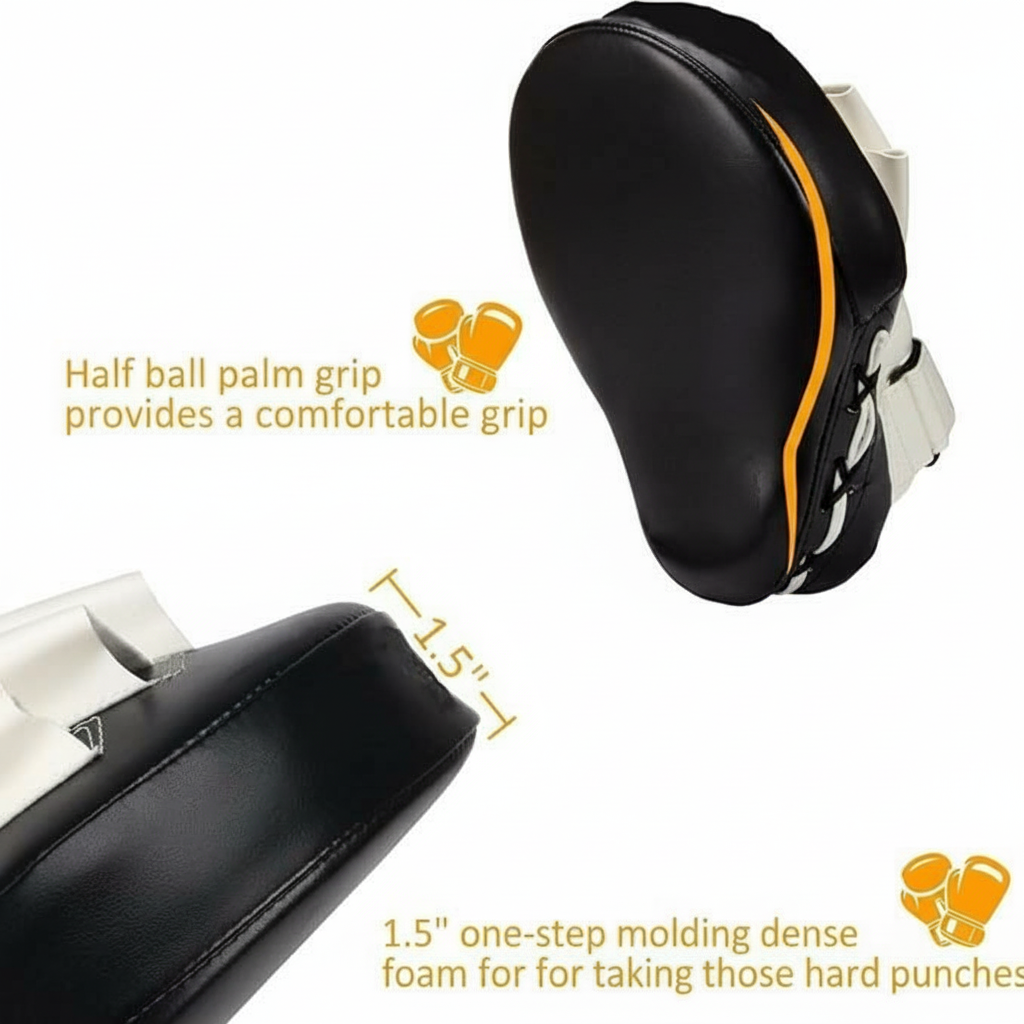 Boxing training hand pads with shock absorbing padding