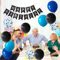 Birthday decoration kit for boys with blue and black theme supplies