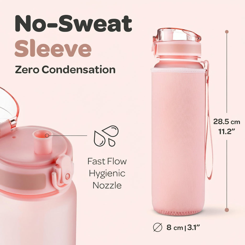 BPA-free gym water bottle with sleeve cover and fruit infuser