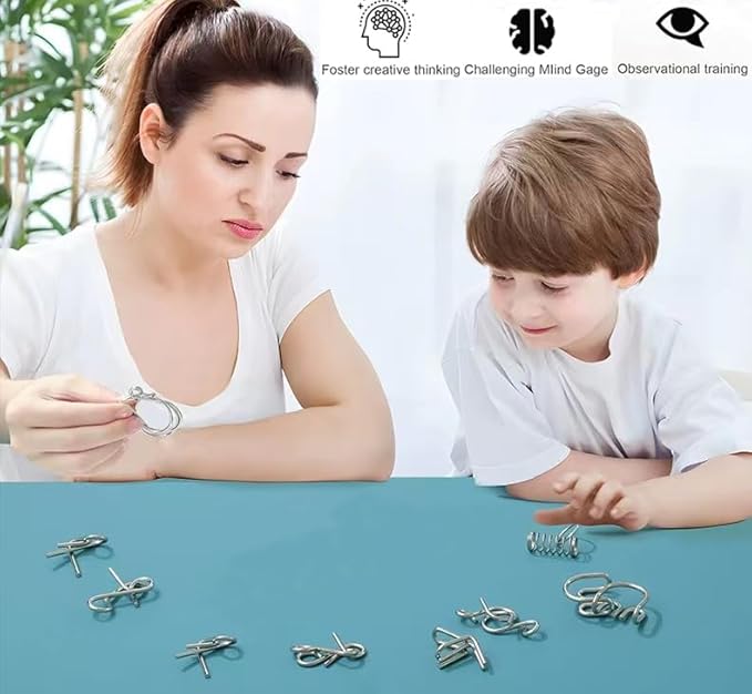 Brain Teaser Puzzle Set – 24 Metal Wire Puzzles for Cognitive Challenges and Fun