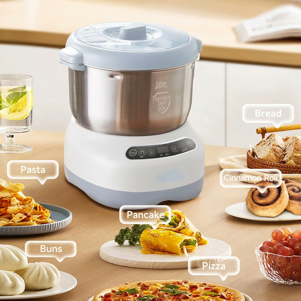 Electric bread dough making machine with automatic mixing