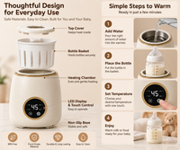 Electric breast milk bottle heater with temperature monitoring control panel