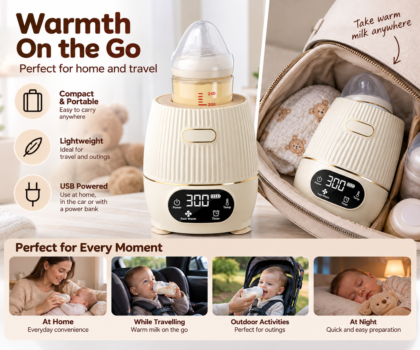 Electric breast milk bottle warmer for baby feeding bottles