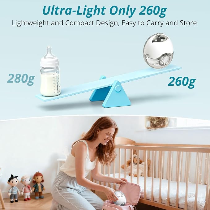 Electric breast pump with 19mm, 21mm and 24mm inserts for different fitting needs