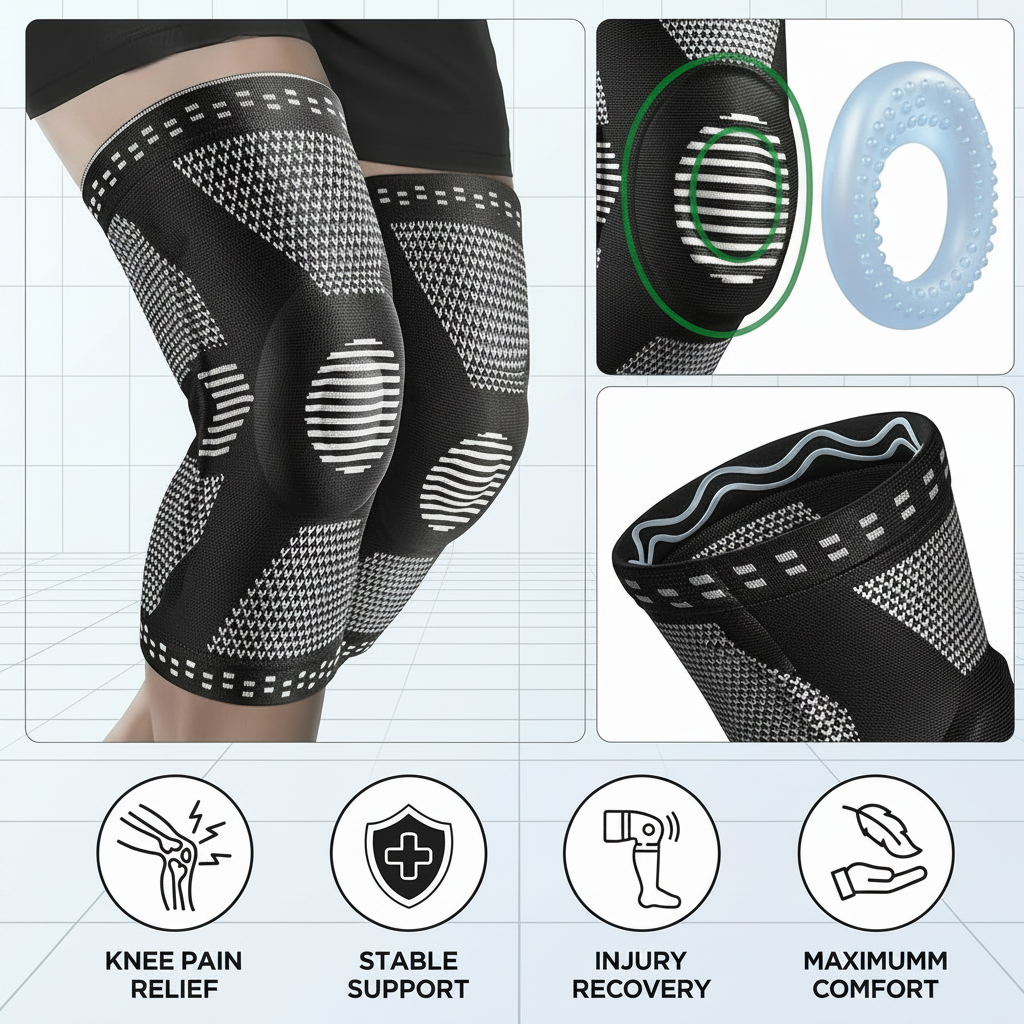 Breathable adjustable knee wrap for fitness use