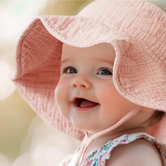 Breathable muslin baby sun hat for outdoor play