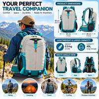 Close-up of the breathable back panel on an outdoor trekking rucksack.