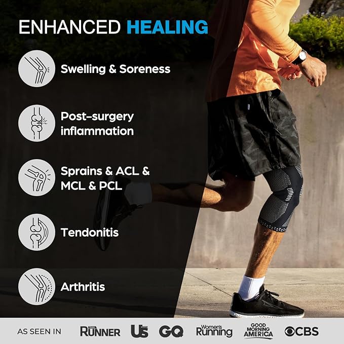 Breathable compression knee sleeve for gym training and sports recovery support