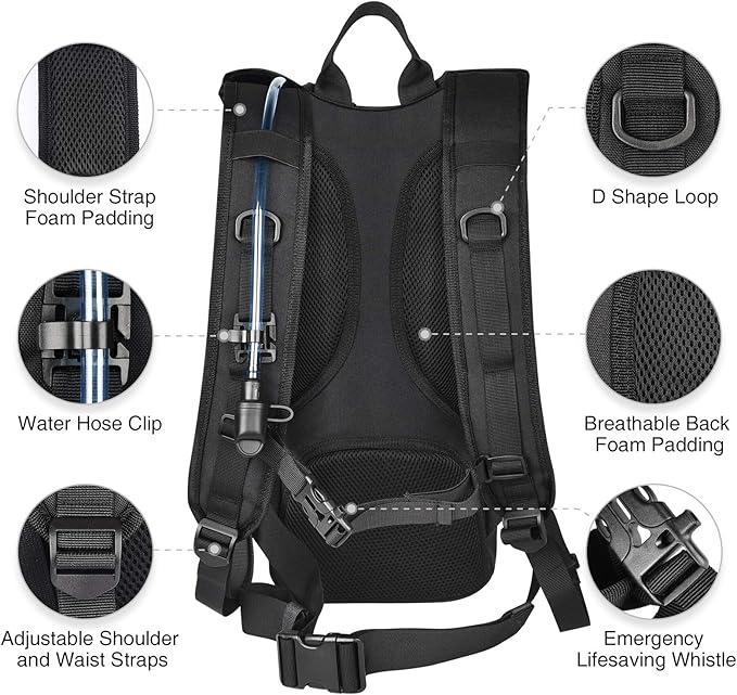 Breathable hydration pack for men and women with adjustable shoulder straps