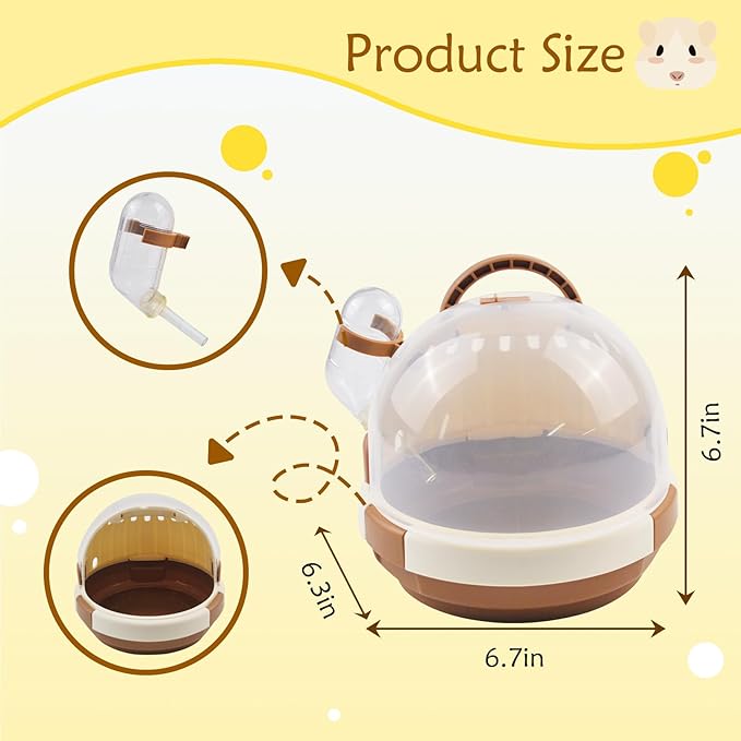 Breathable Plastic Hamster Carrier Cage with Water Bottle for Trave