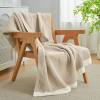 Breathable waffle knit throw blanket for year-round comfort