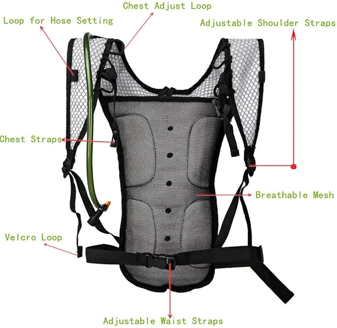 Breathable water backpack designed for running hiking and long distance outdoor use