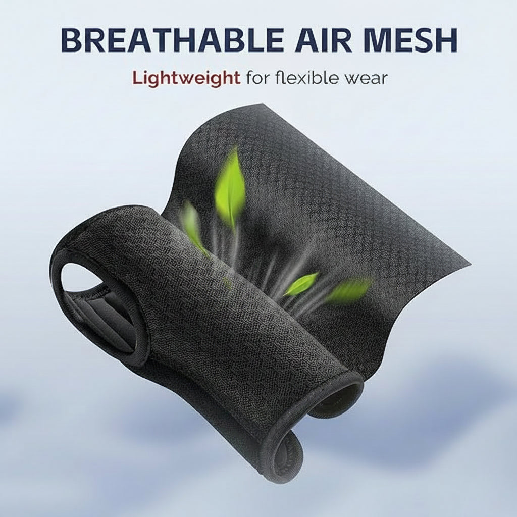 Breathable material on wrist and thumb support wrap for daily use