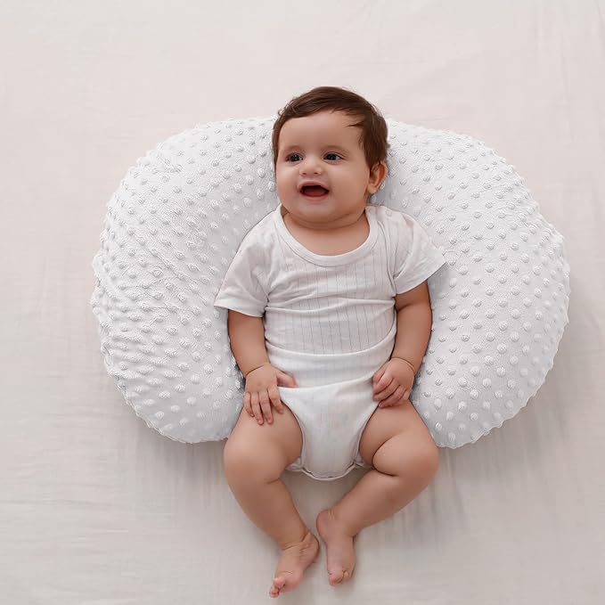 Close up of soft breathable fabric on baby nursing pillow